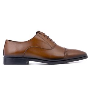 Men's Brown Leather Captoe Oxford Dress Shoes Formal