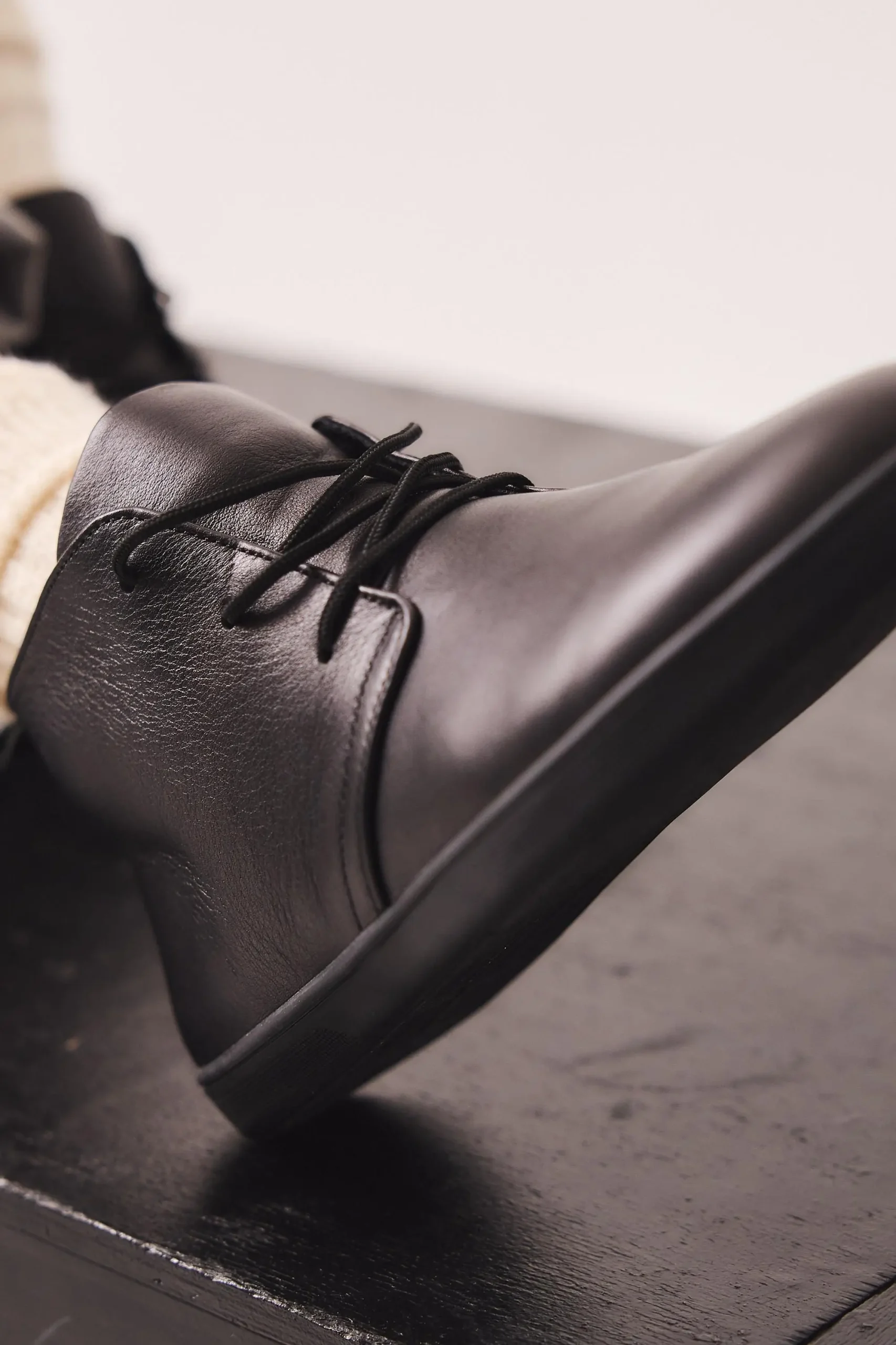 Barefoot Black Leather Boots For Women Wide Toe