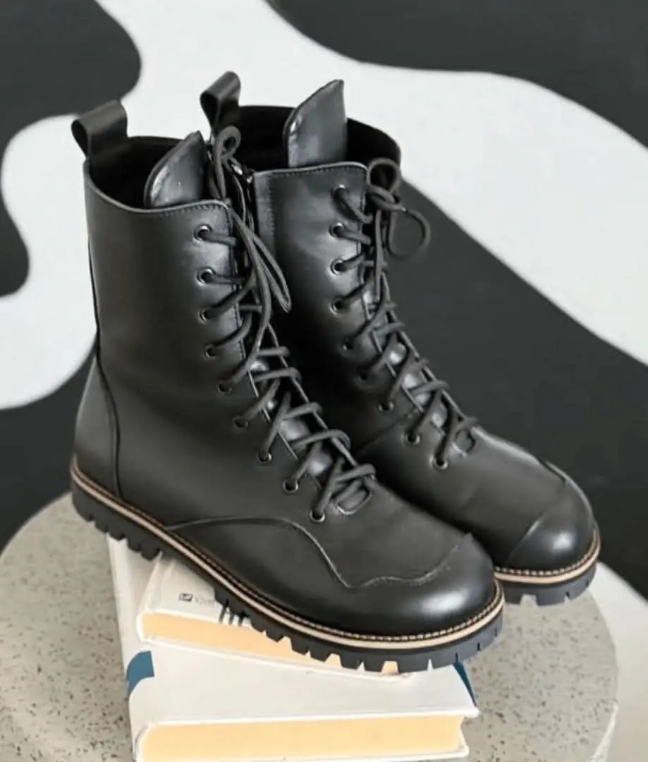 Leopard Print Boots Women Anatomical Lace Up Combat